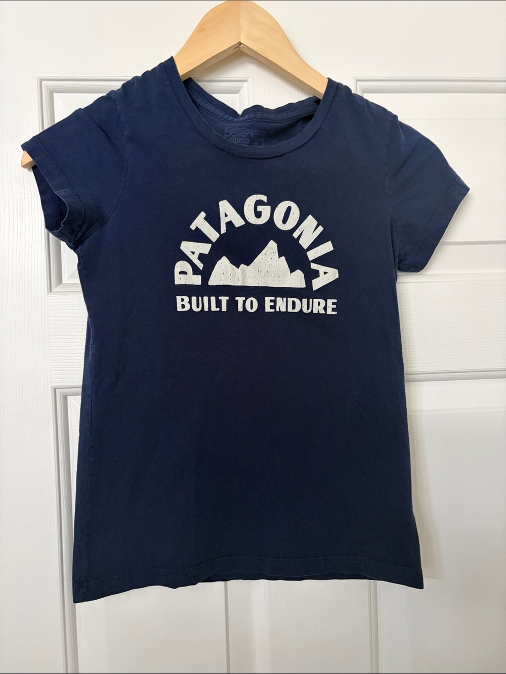 Patagonia Navy Tee with White Mountain Logo